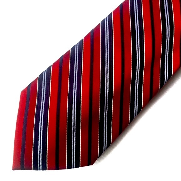CLUB ROOM Silk Tie Red White and Blue Striped - Picture 1 of 7